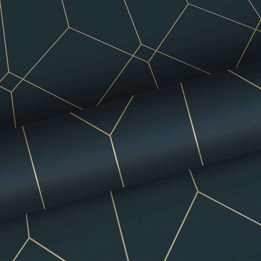 Trilliant Dark Blue Art Deco Motif Wallpaper - York Wallcoverings - DD139225 - York Wallcoverings Wallpaper