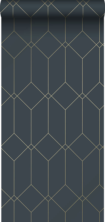 trilliant-dark-blue-art-deco-motif-wallpaper-york-wallcoverings-dd139225 - York Wallpaper Wallpaper