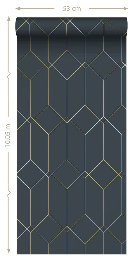 trilliant-dark-blue-art-deco-motif-wallpaper-york-wallcoverings-dd139225 - York Wallpaper Wallpaper