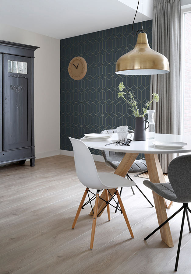 trilliant-dark-blue-art-deco-motif-wallpaper-york-wallcoverings-dd139225 - York Wallpaper Wallpaper