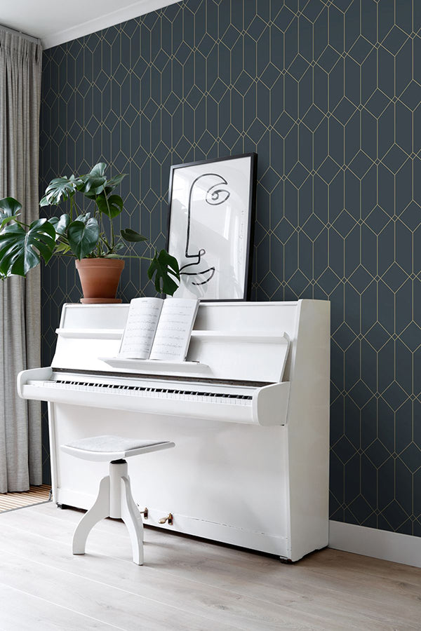 trilliant-dark-blue-art-deco-motif-wallpaper-york-wallcoverings-dd139225 - York Wallpaper Wallpaper