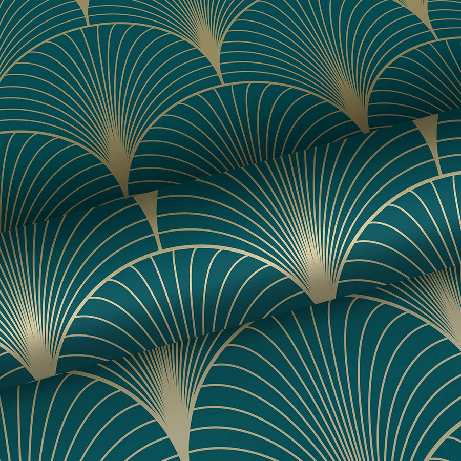 lempicka-teal-art-deco-motif-wallpaper-york-wallcoverings-dd139230 - York Wallcoverings Wallpaper