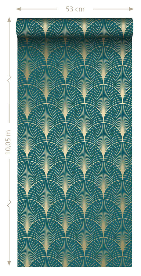 lempicka-teal-art-deco-motif-wallpaper-york-wallcoverings-dd139230 - York Wallcoverings Wallpaper