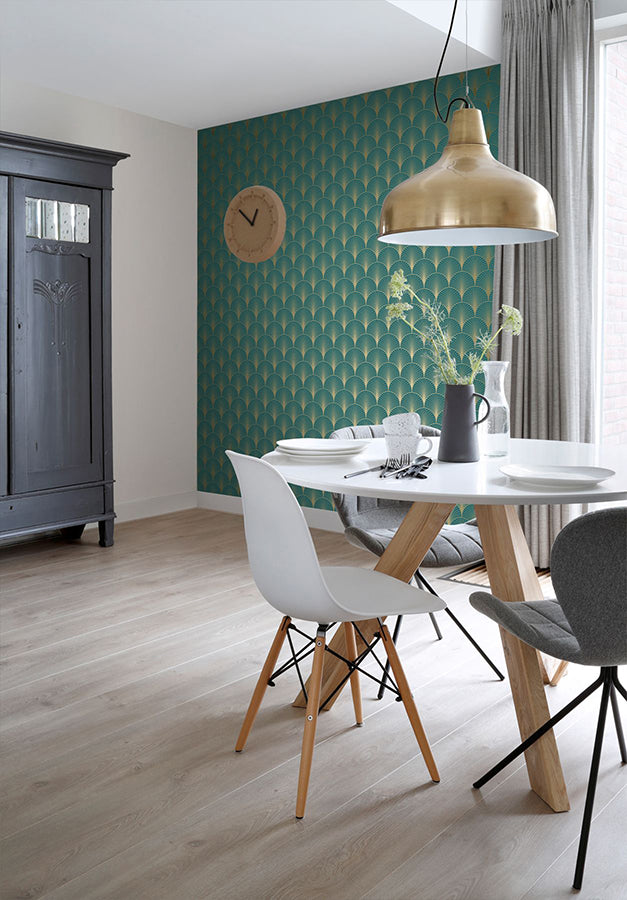 lempicka-teal-art-deco-motif-wallpaper-york-wallcoverings-dd139230 - York Wallcoverings Wallpaper