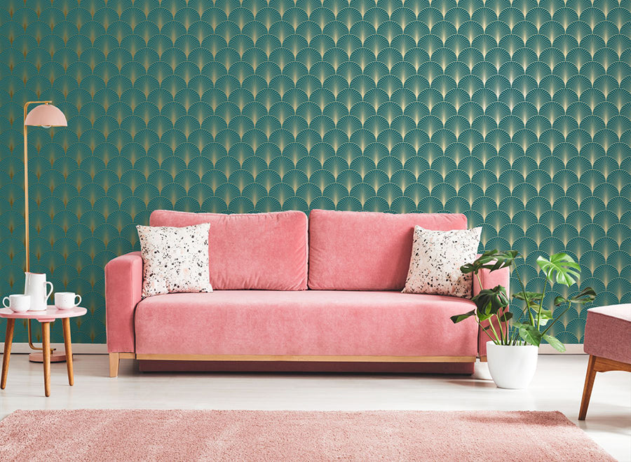 lempicka-teal-art-deco-motif-wallpaper-york-wallcoverings-dd139230 - York Wallcoverings Wallpaper