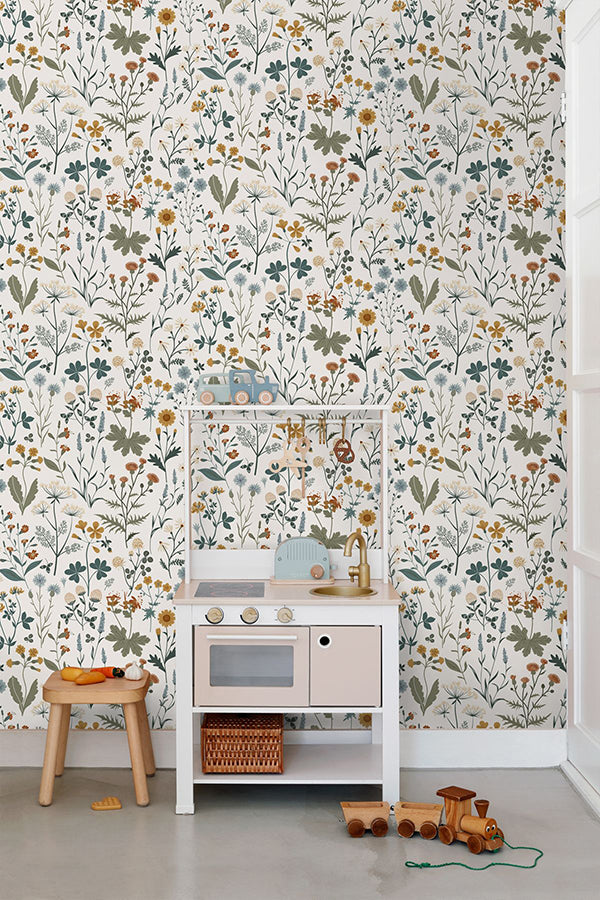 fiore-blue-wildflowers-wallpaper-york-wallcoverings-dd139391 - York Wallcoverings Wallpaper