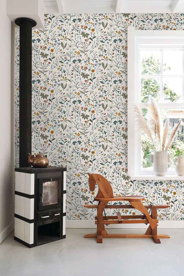 Fiore Blue Wildflowers Wallpaper - York Wallcoverings - DD139391 - York Wallcoverings Wallpaper