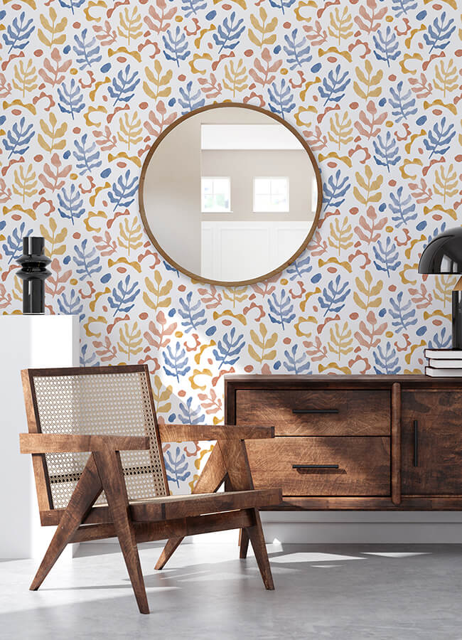 blue-orange-mira-peel-and-stick-wallpaper-york-wallcoverings-nus4938 - York Wallcoverings Wallpaper