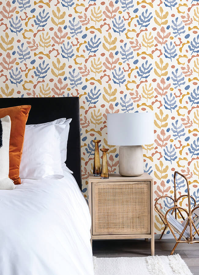 blue-orange-mira-peel-and-stick-wallpaper-york-wallcoverings-nus4938 - York Wallcoverings Wallpaper