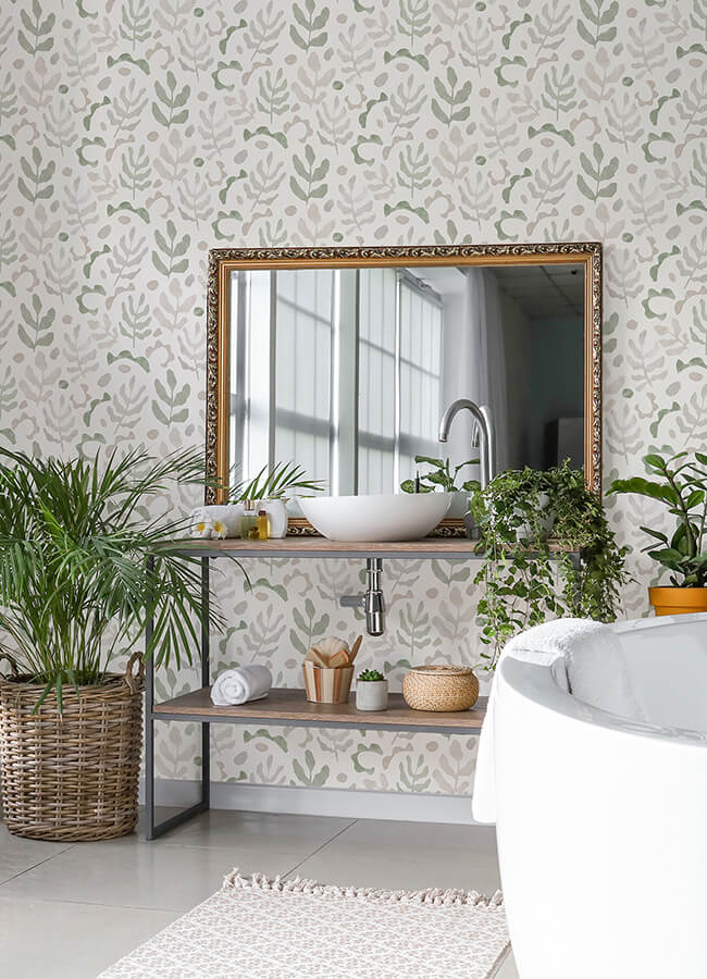 neutral-green-mira-peel-and-stick-wallpaper-york-wallcoverings-nus4937 - York Wallcoverings Wallpaper