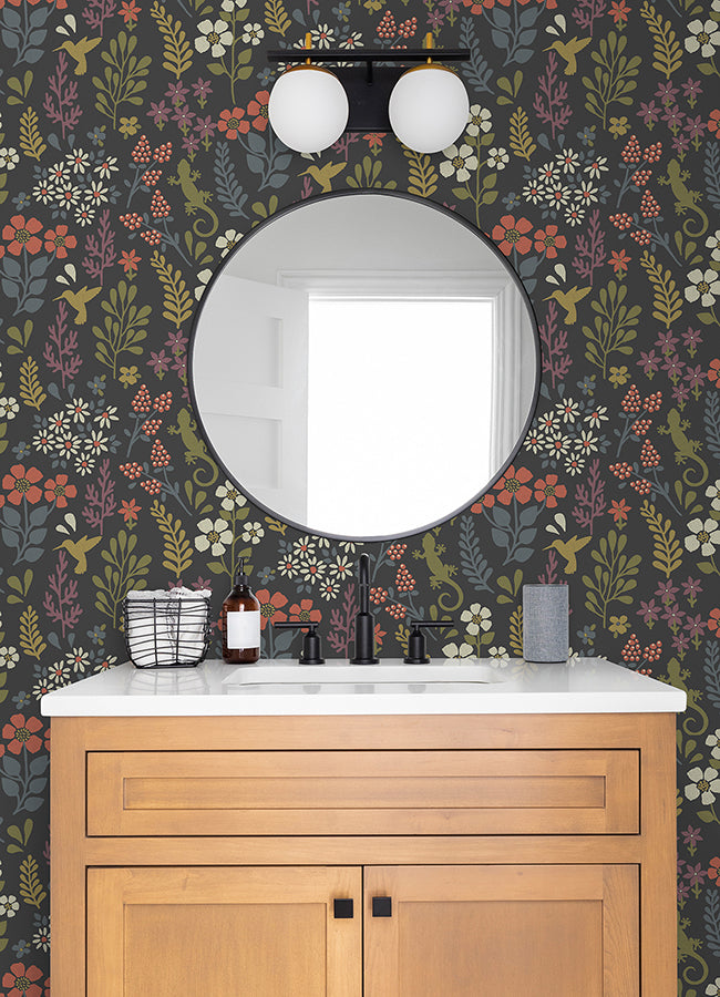 karina-charcoal-meadow-wallpaper-york-wallcoverings-2980-26170 - York Wallcoverings Wallpaper