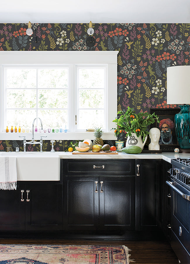 karina-charcoal-meadow-wallpaper-york-wallcoverings-2980-26170 - York Wallcoverings Wallpaper