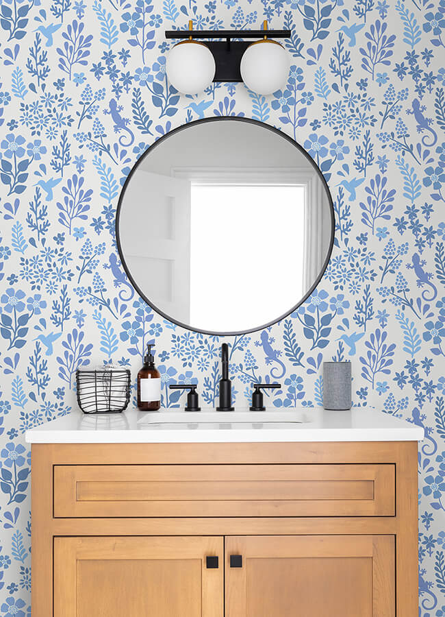 karina-blue-meadow-wallpaper-york-wallcoverings-2980-26171 - York Wallcoverings Wallpaper