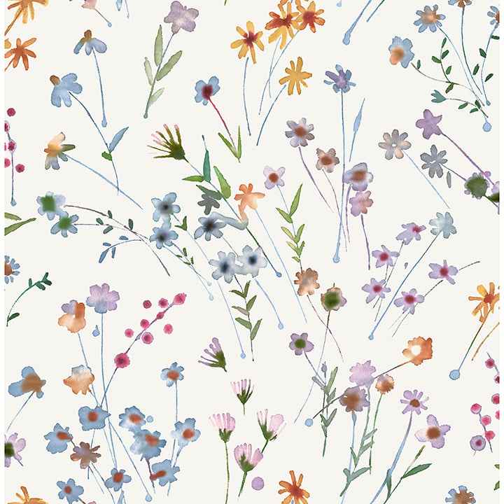 heidi-peach-watercolor-florals-wallpaper-york-wallcoverings-2980-26175 - York Wallcoverings Wallpaper
