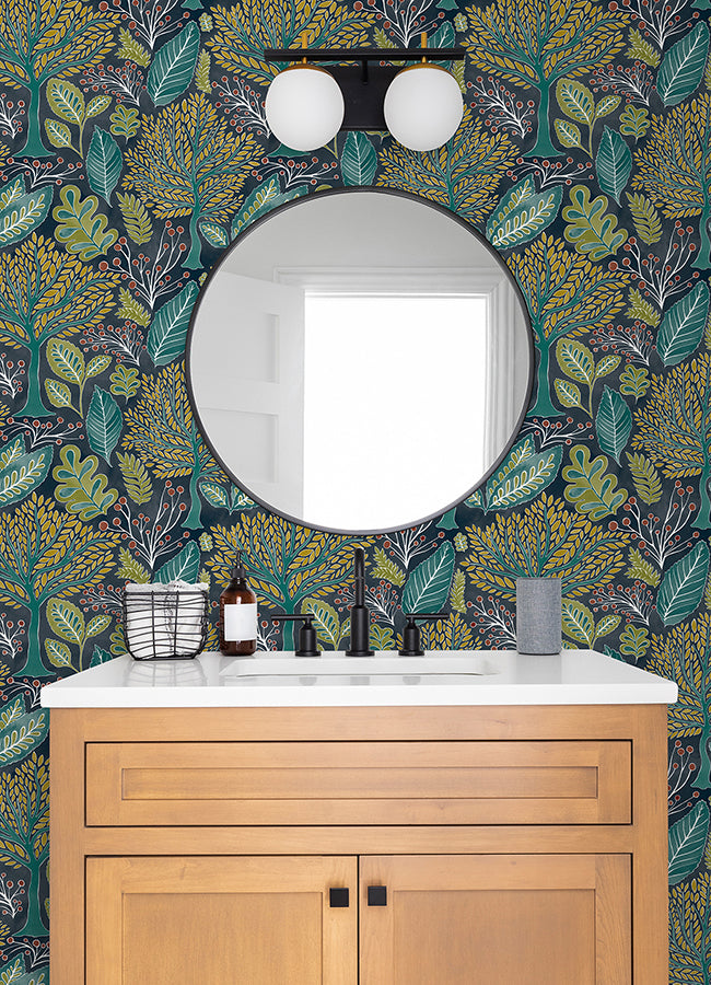 kiah-blue-forest-wallpaper-york-wallcoverings-2980-26186 - York Wallcoverings Wallpaper
