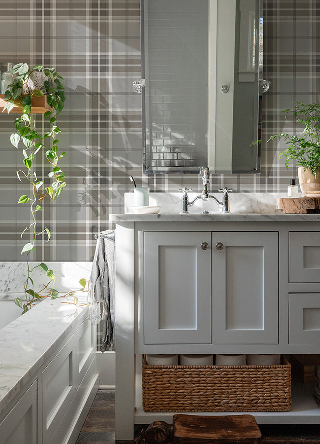 sala-neutral-plaid-wallpaper-york-wallcoverings-2980-92121 - York Wallcoverings Wallpaper