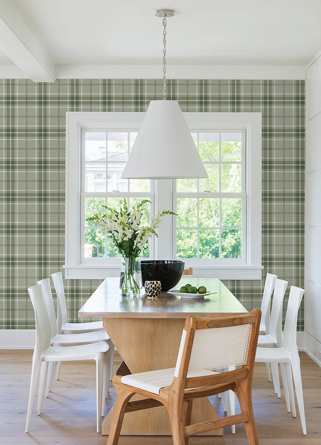 sala-green-plaid-wallpaper-york-wallcoverings-2980-92122 - York Wallpaper Wallpaper