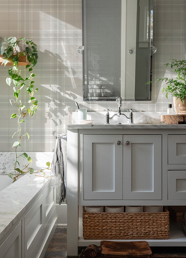 sala-white-plaid-wallpaper-york-wallcoverings-2980-92123 - York Wallcoverings Wallpaper