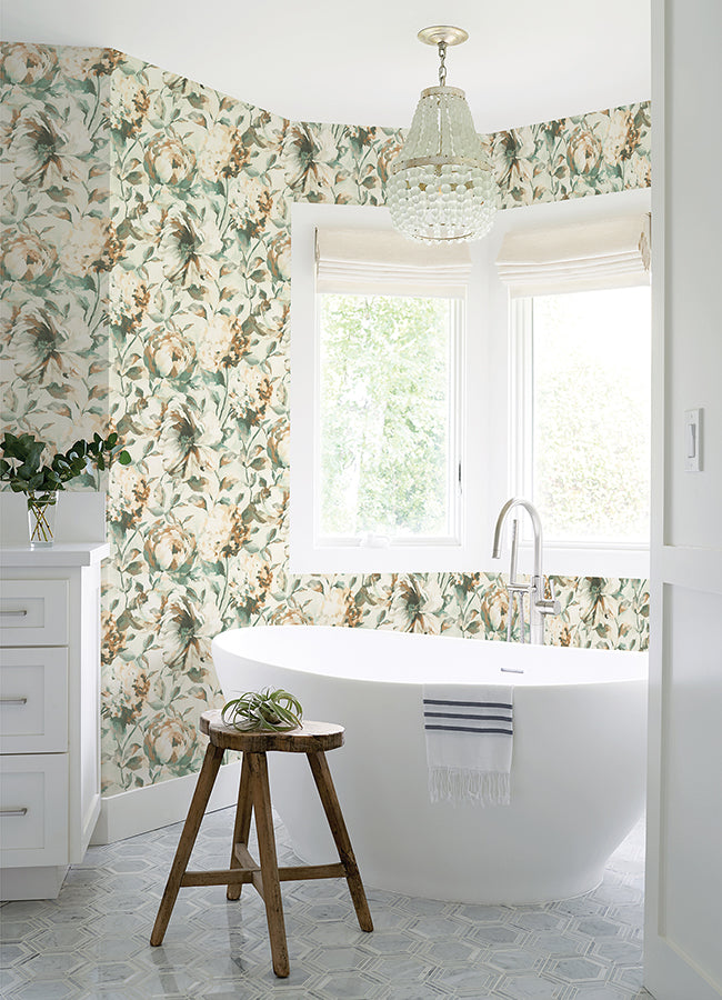 attia-light-blue-floral-wallpaper-york-wallcoverings-2980-485134 - York Wallcoverings Wallpaper