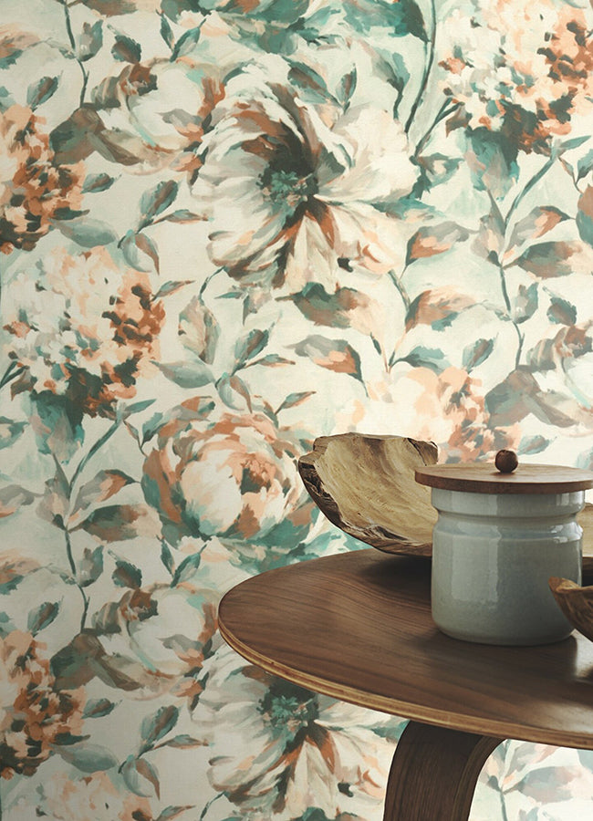 attia-light-blue-floral-wallpaper-york-wallcoverings-2980-485134 - York Wallcoverings Wallpaper