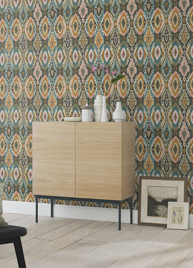 villon-mustard-ikat-wallpaper-york-wallcoverings-2980-560572 - York Wallcoverings Wallpaper