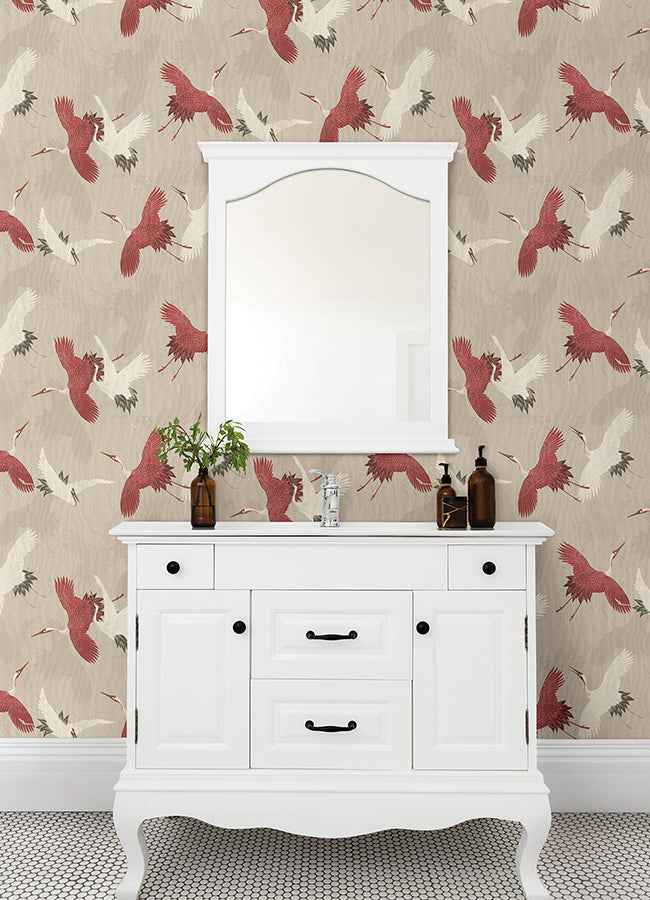 kusama-neutral-crane-wallpaper-york-wallcoverings-2980-560657 - York Wallcoverings Wallpaper
