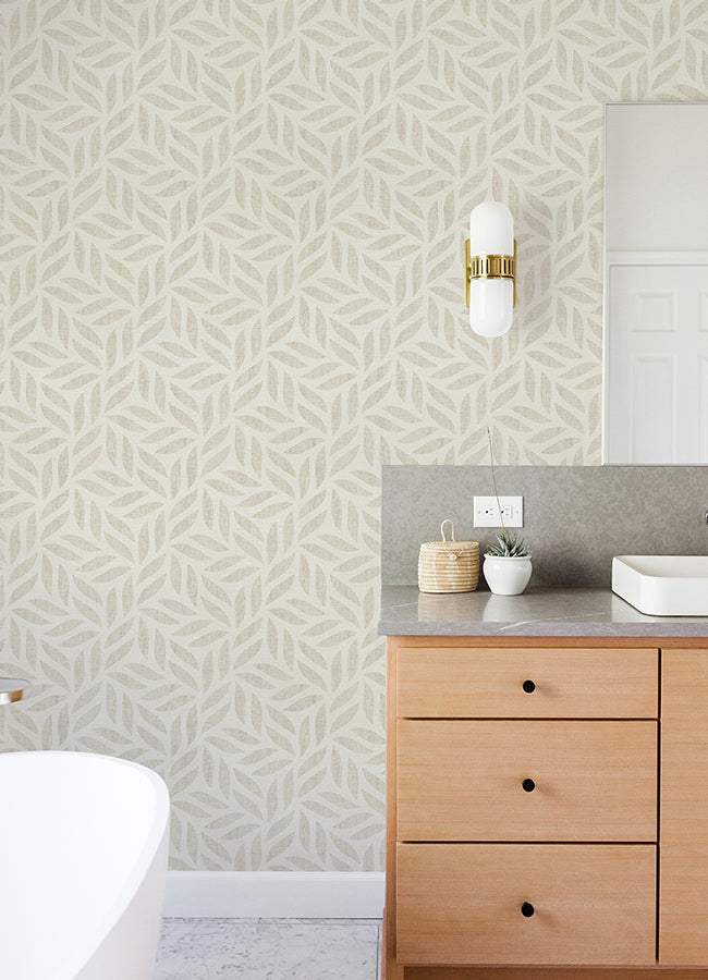 sagano-taupe-leaf-wallpaper-york-wallcoverings-2980-704624 - York Wallpaper Wallpaper