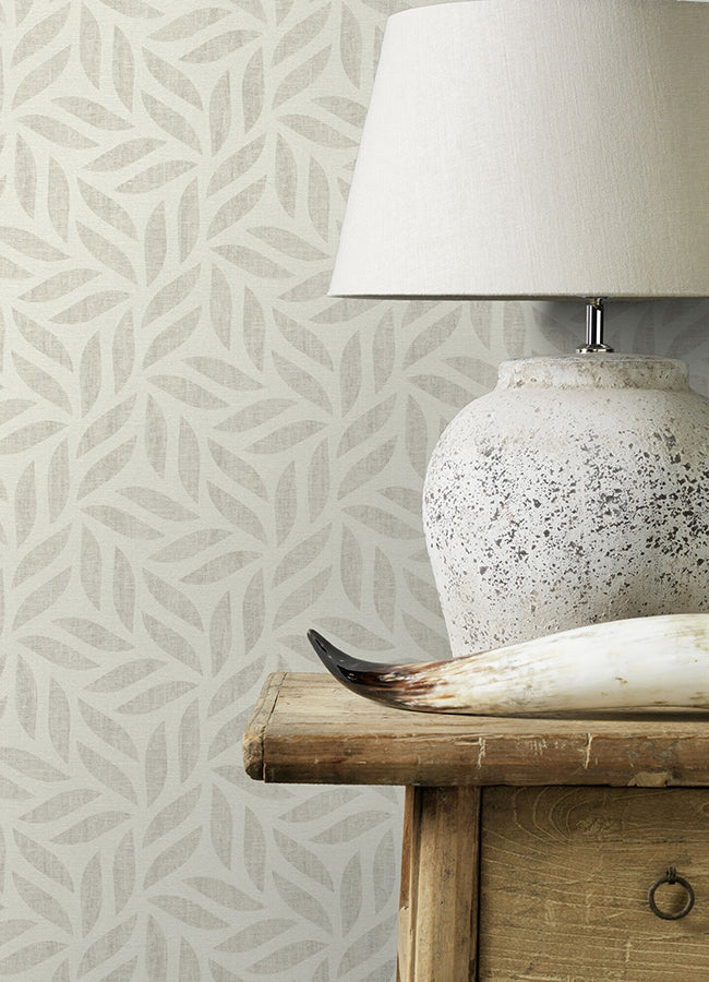 sagano-light-grey-leaf-wallpaper-york-wallcoverings-2980-704631 - York Wallcoverings Wallpaper