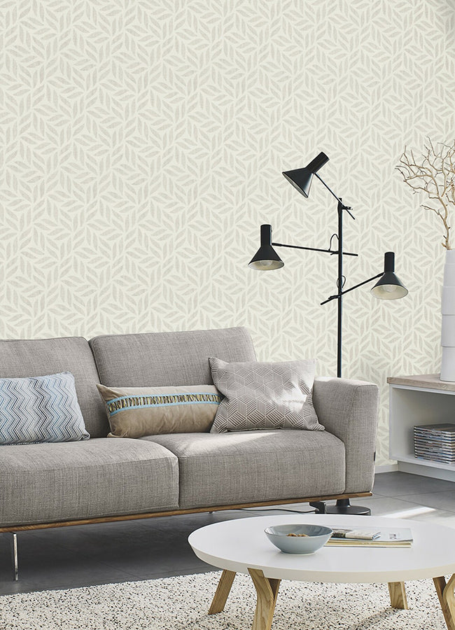 sagano-light-grey-leaf-wallpaper-york-wallcoverings-2980-704631 - York Wallcoverings Wallpaper