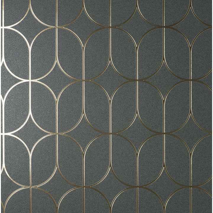 Raye Charcoal Rosco Trellis Wallpaper - York Wallcoverings - FD42804