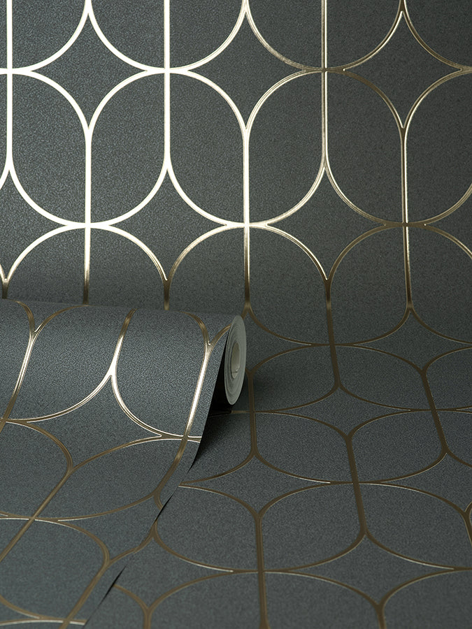 raye-charcoal-rosco-trellis-wallpaper-york-wallcoverings-fd42804 - York Wallcoverings Wallpaper