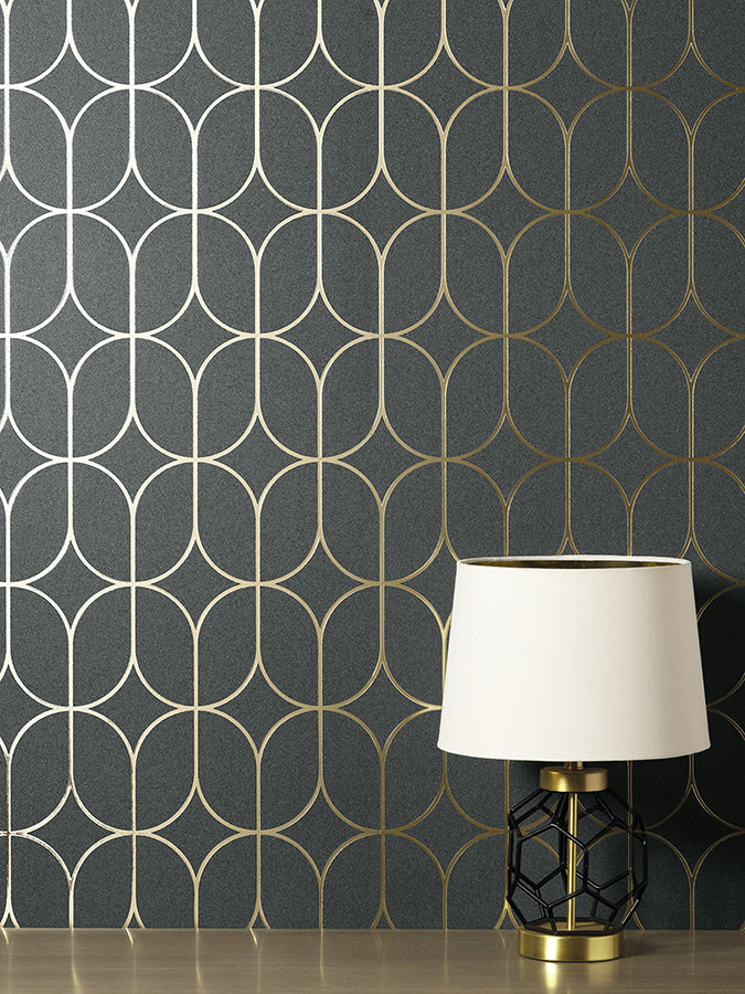 raye-charcoal-rosco-trellis-wallpaper-york-wallcoverings-fd42804 - York Wallcoverings Wallpaper