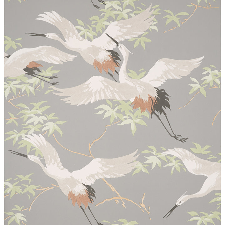 saura-light-grey-cranes-wallpaper-york-wallcoverings-m1657 - York Wallcoverings Wallpaper