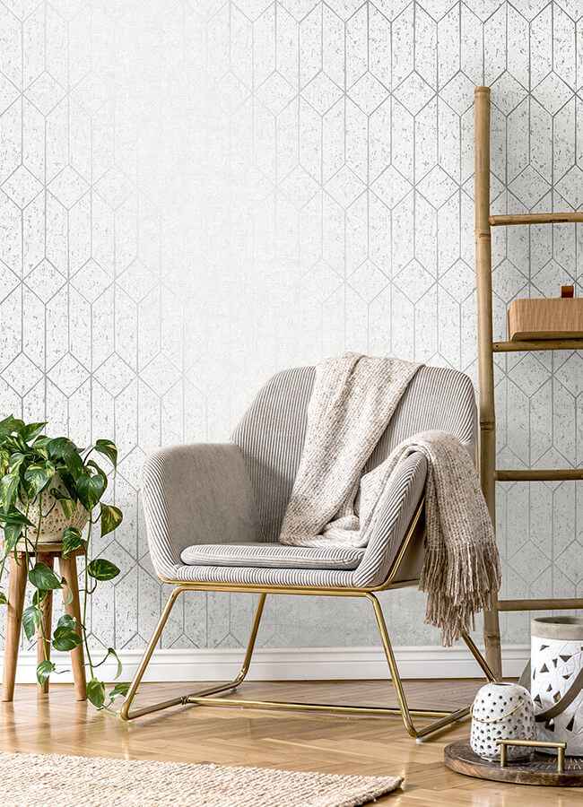 Hayden White Concrete Trellis Wallpaper - York Wallcoverings - 4125-26700 - York Wallcoverings Wallpaper