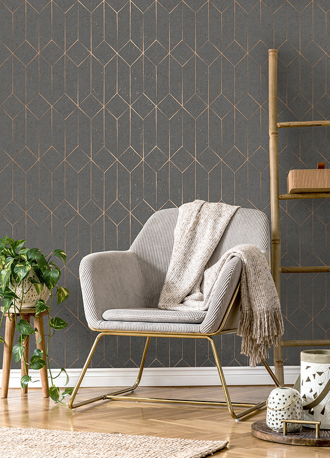 hayden-charcoal-concrete-trellis-wallpaper-york-wallcoverings-4125-26701 - York Wallcoverings Papel pintado