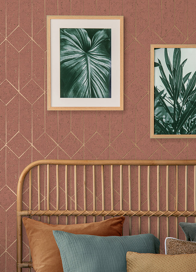 hayden-raspberry-concrete-trellis-wallpaper-york-wallcoverings-4125-26703 - York Wallpaper Wallpaper