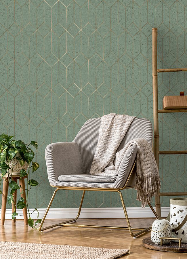 hayden-mint-concrete-trellis-wallpaper-york-wallcoverings-4125-26704 - York Wallpaper Wallpaper