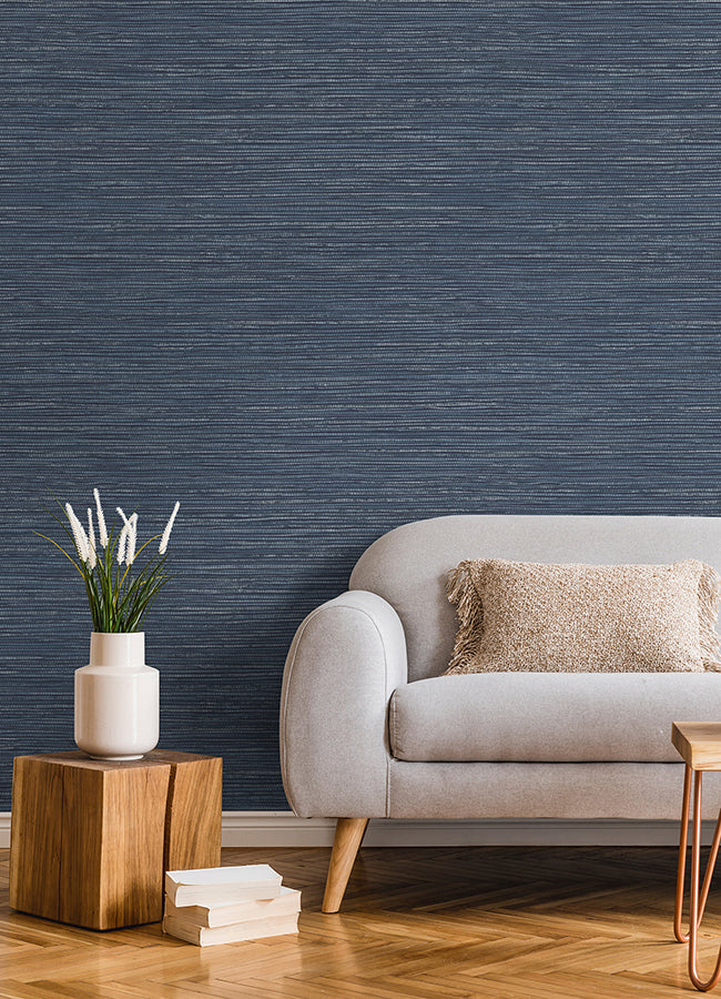 alton-indigo-faux-grasscloth-wallpaper-york-wallcoverings-4125-26712 - York Wallcoverings Wallpaper