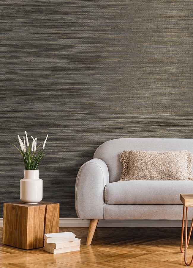 Alton Black Faux Grasscloth Wallpaper - York Wallcoverings - 4125-26716 - York Wallcoverings Wallpaper