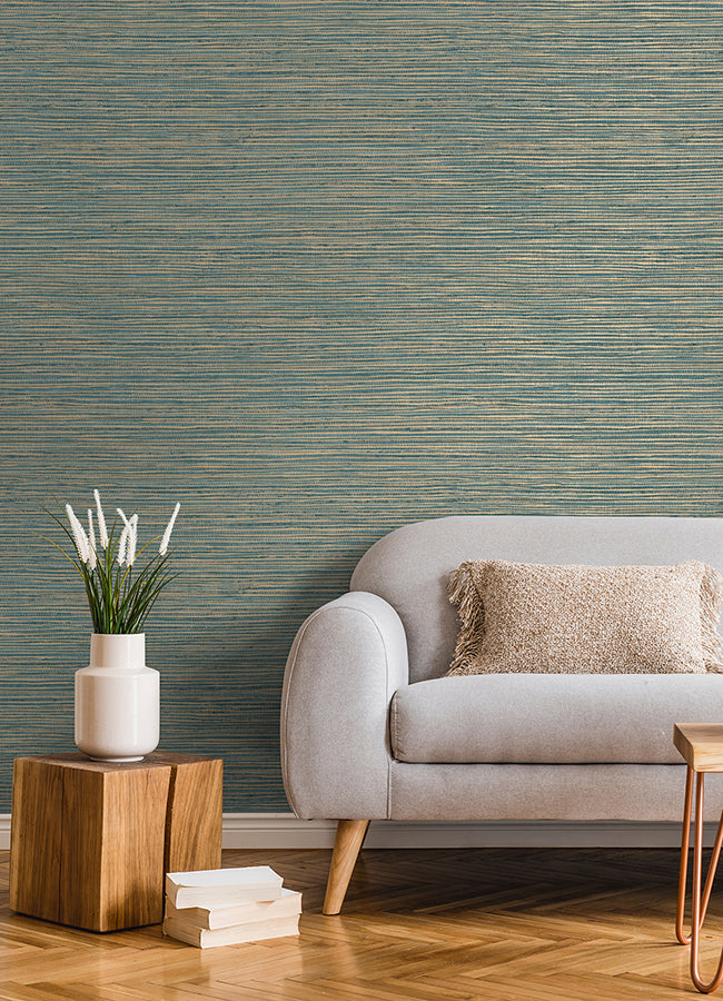 alton-teal-faux-grasscloth-wallpaper-york-wallcoverings-4125-26717 - York Wallcoverings Papel pintado