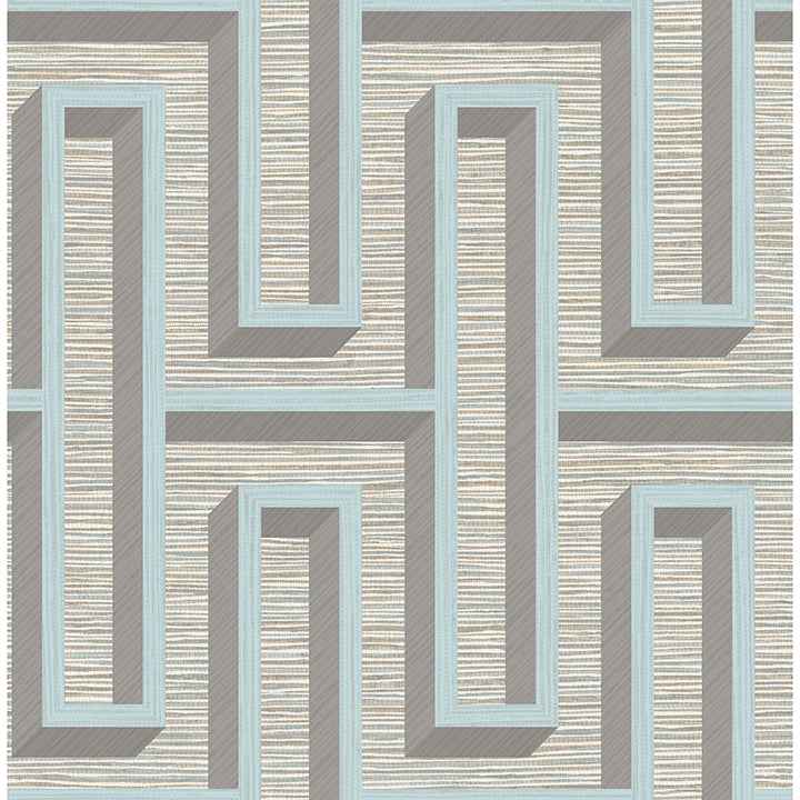 Henley Light Blue Geometric Grasscloth Wallpaper - York Wallcoverings - 4125-26724