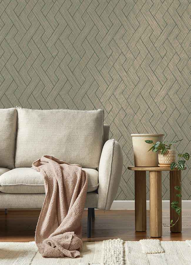 Ember Copper Geometric Basketweave Wallpaper - York Wallcoverings - 4125-26726 - York Wallcoverings Wallpaper