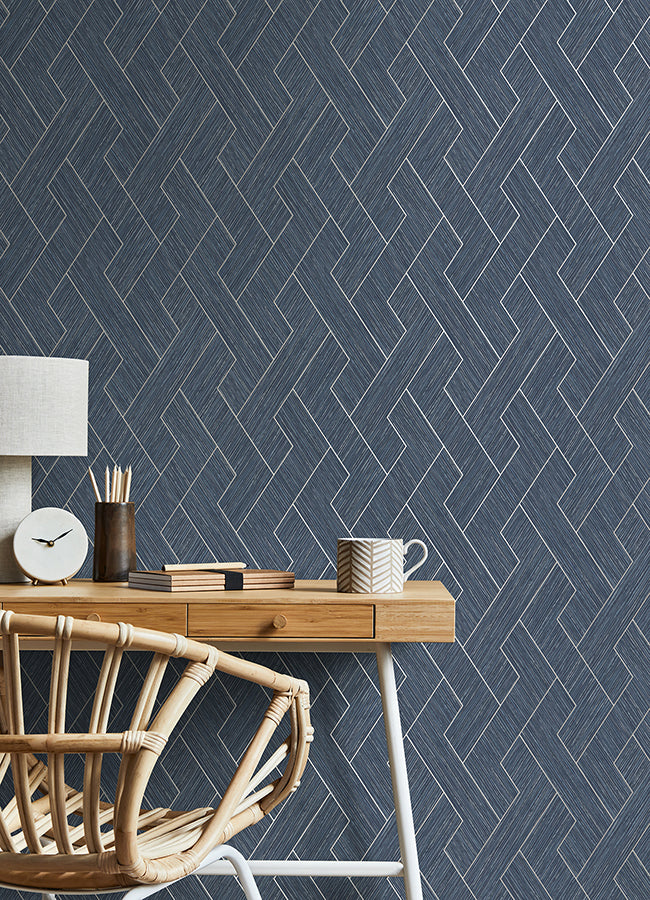 ember-indigo-geometric-basketweave-wallpaper-york-wallcoverings-4125-26727 - York Wallcoverings Papel pintado