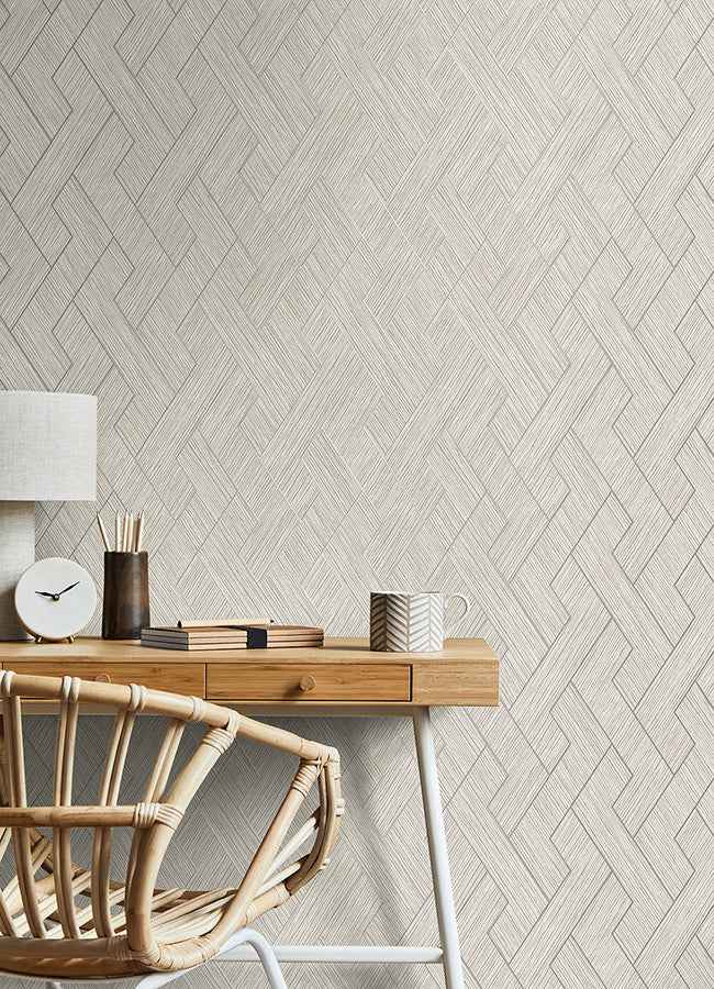 Ember Light Grey Geometric Basketweave Wallpaper - York Wallcoverings - 4125-26728 - York Wallcoverings Wallpaper