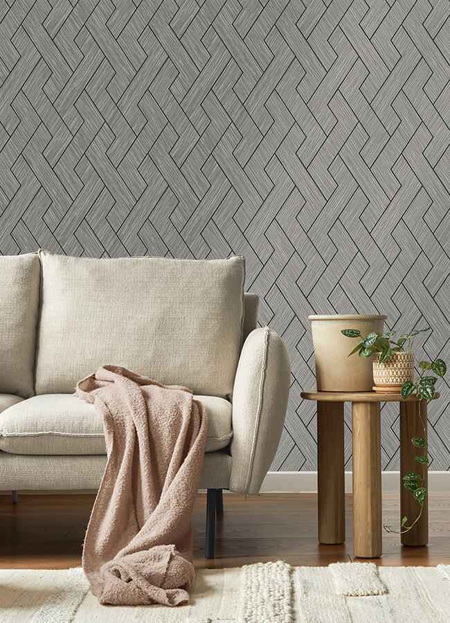 Ember Grey Geometric Basketweave Wallpaper - York Wallcoverings - 4125-26729 - York Wallcoverings Wallpaper