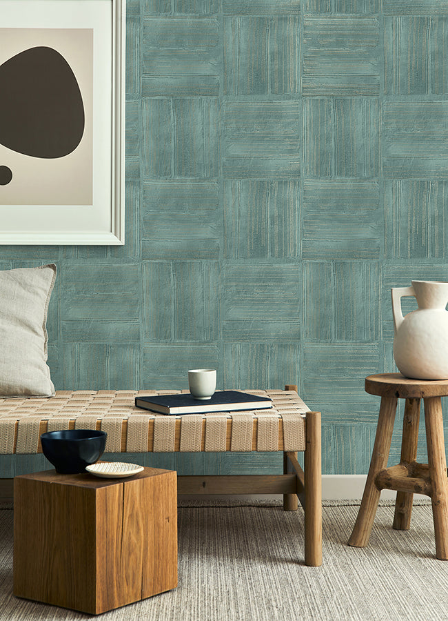 jasper-teal-block-texture-wallpaper-york-wallcoverings-4125-26737 - York Wallcoverings Wallpaper