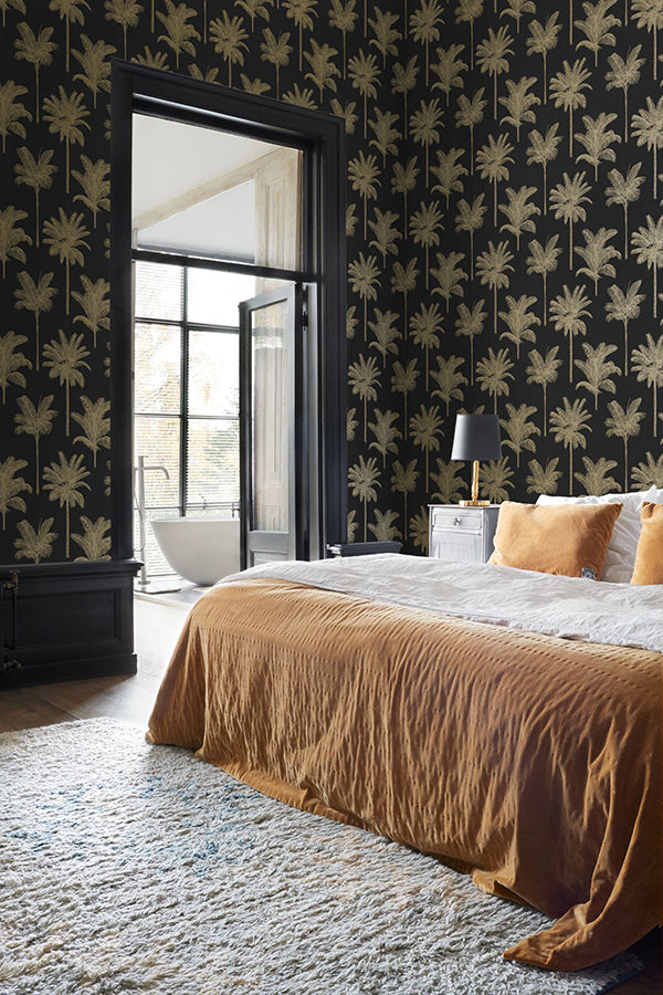 taj-black-palm-trees-wallpaper-york-wallcoverings-dd139322 - York Wallcoverings Wallpaper