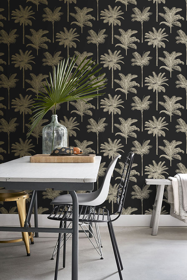 taj-black-palm-trees-wallpaper-york-wallcoverings-dd139322 - York Wallcoverings Wallpaper