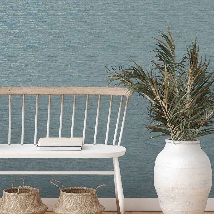 Mephi Teal Grasscloth Wallpaper - York Wallcoverings - FD43157 - York Wallcoverings Wallpaper