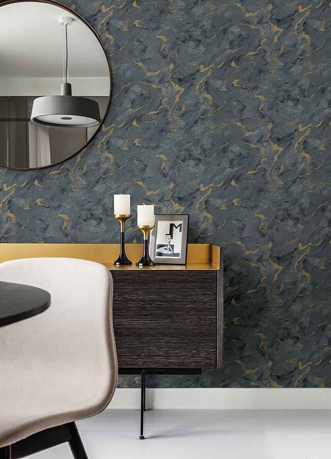 Silenus Denim Marbled Wallpaper - York Wallcoverings - 4105-86603 - York Wallcoverings Wallpaper
